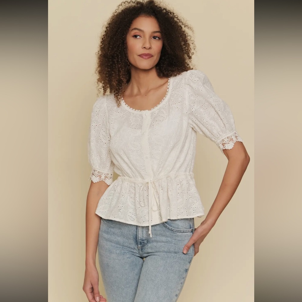 Mystree Cream Eyelet Blouse